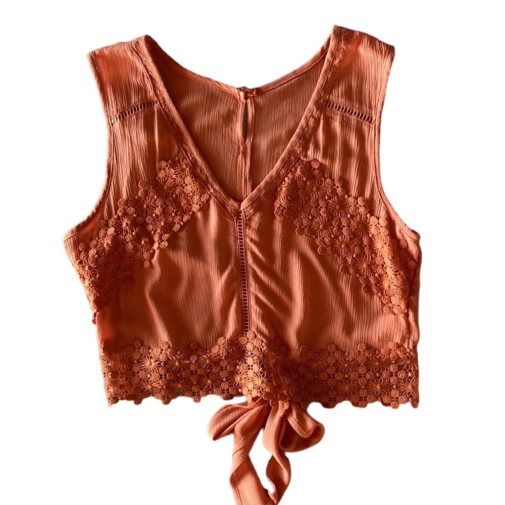 Bohemian Peach Lace Bow Top. Great Condition! - Picture 2 of 6